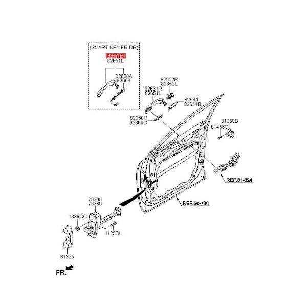 1 stk Induktiv Dørhåndtak Utside 82651c5710 82661c5710 For Sorento 2015-2019 Dra Ha