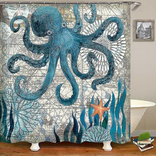 150x180cm Blekspruttrykt Polyester Vanntett Bade Duschforheng