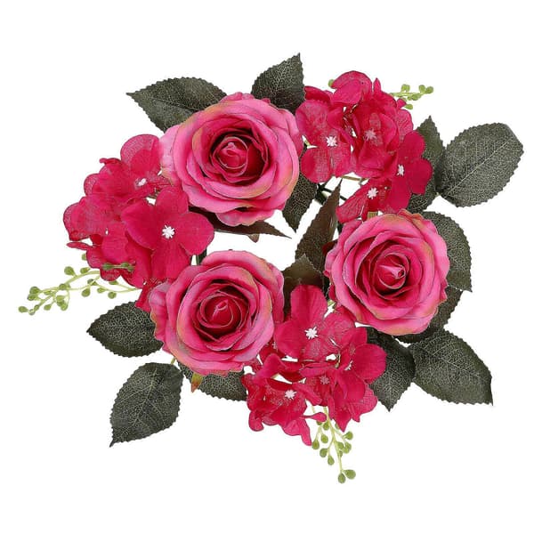Lyskrans Lysring Kunstig Rose Lysring Blomsterdekorasjon Bordpynt