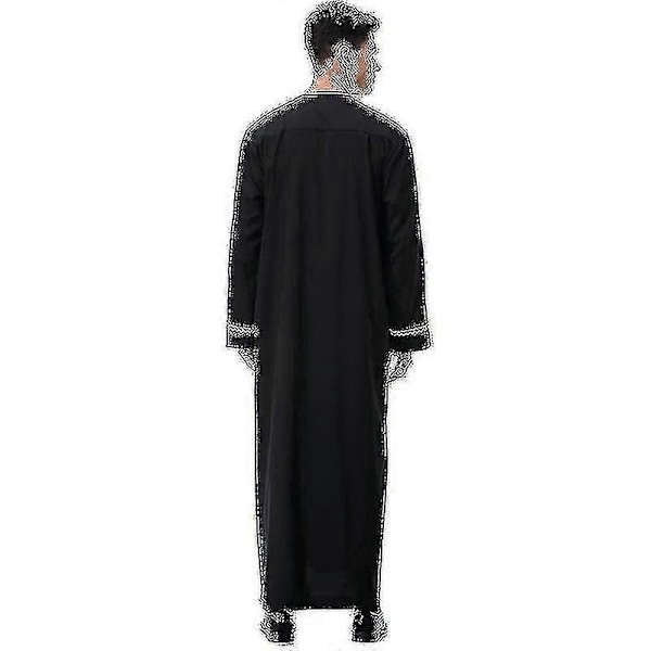 Herr Mu Saudi Robe Kaftan Dubai Tunika Lång Topp Blus Thobe Kläder black S