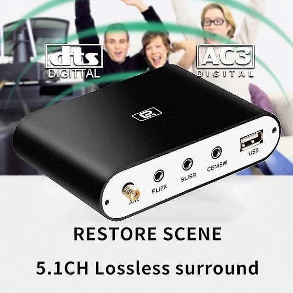 Da615h 5.1ch Audio Dekoder Bluetooth 5.0 Mottaker Dac Trådløs Audio Adapter Optisk Koaksial U Spill