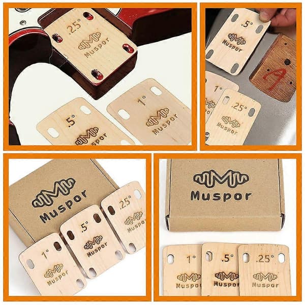 6st Basgitarr Halsshims Trä Gitarrpackning Gitarrhalsplatta Ersättningstillbehör