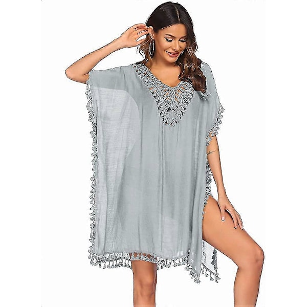 Badedragt Cover Up Dame Badedragt Kjole Plus Size Sexet Bikini Strand Tunika Top Sommer B misty Grey S