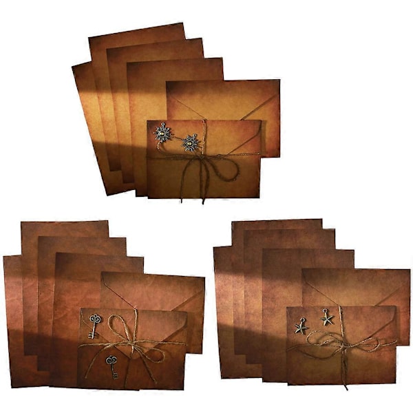 3 Set Retro Kuvert Brevpapper Dekorativt Skrivpapper Vintage Förpackningskuvert