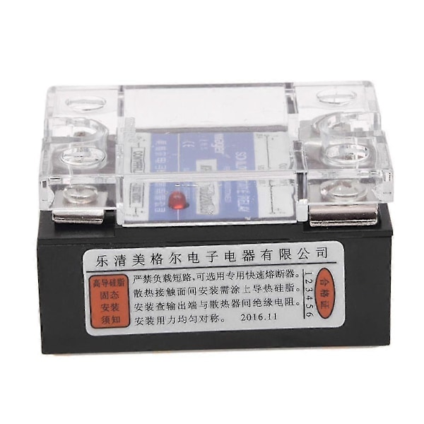 DC til DC Enkeltfaset Solid State Relæ SSR 25A 3-32V 5-220V m/ Transparent Dæksel