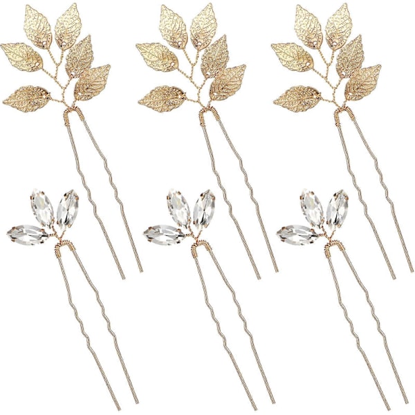 6 stk Rhinestone Hårnåler Hårfrisyre Klemmer Hodeplagg Brudehodeplagg Bryllupsfest Hårnåler for Kvinner