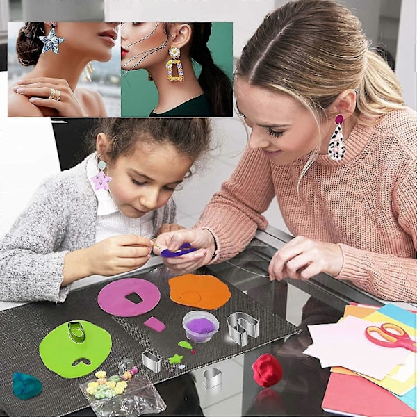 Polymeerimassa, 23 kpl DIY-muotoja polymeerikorujen tekijöille korvakorukorttien, koukkujen ja DIY-muovin kanssa