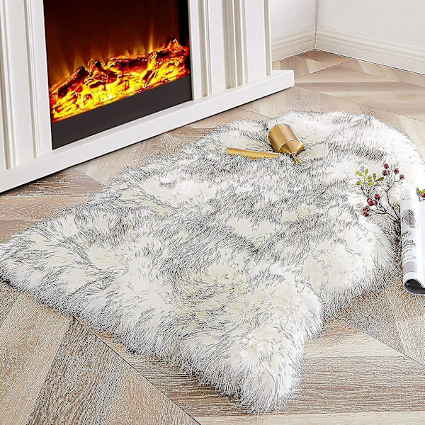 Tflycqluxury Mjukt Fuskfårskinnsöverdrag för Stol Sittdyna Plysch Pälsområdesmattor För Sovrum, 2ft X 3ft, Vit
