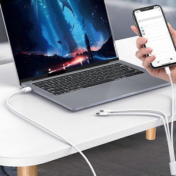 Datakabel 3-i-1 Universal 1m 8Pin Type-C Micro USB Hurtigladekabel Kompatibel iPhone