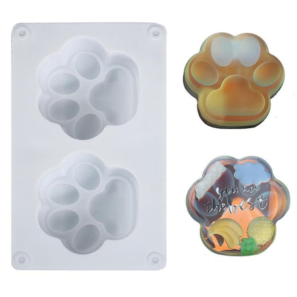 Silikoneform 2 Hulrum Varmebestandig DIY Mini Varieret Kattepote Silikoneform til Håndarbejde