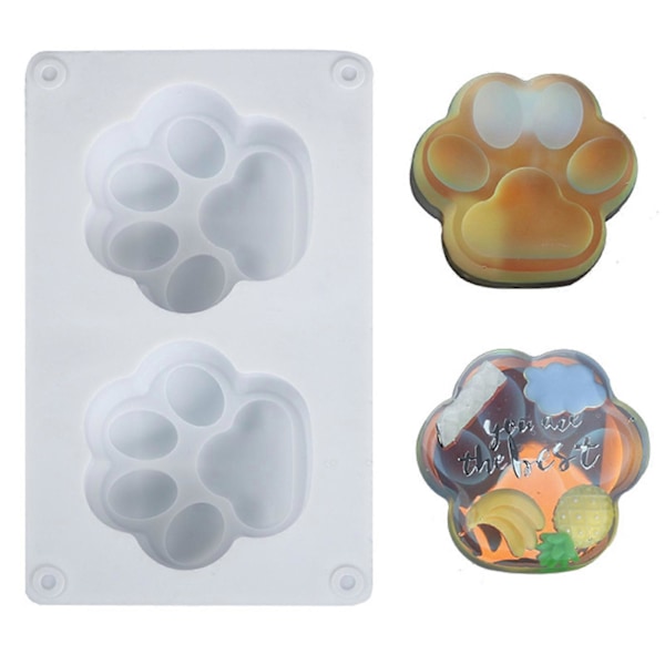 Silikonform 2 Hulrom Varmebestandig DIY Mini Variert Katteklo Silikonform for Håndverk