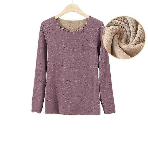 Naisten T-paidat Naisten Saumaton Lämpökerrasto Syksy Talvi Pitkähihainen Lämmittävä Aluspaita Vyötärö_l_musta purple XXXL