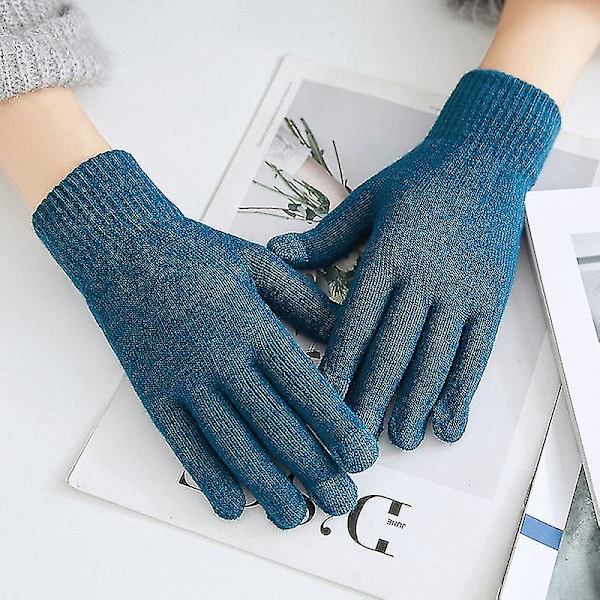Cashmere strikkede vinterhansker for kvinner Cashmere strikkede varme tykke hansker for kvinner høst og vinter med berøringsskjerm for ski Blue