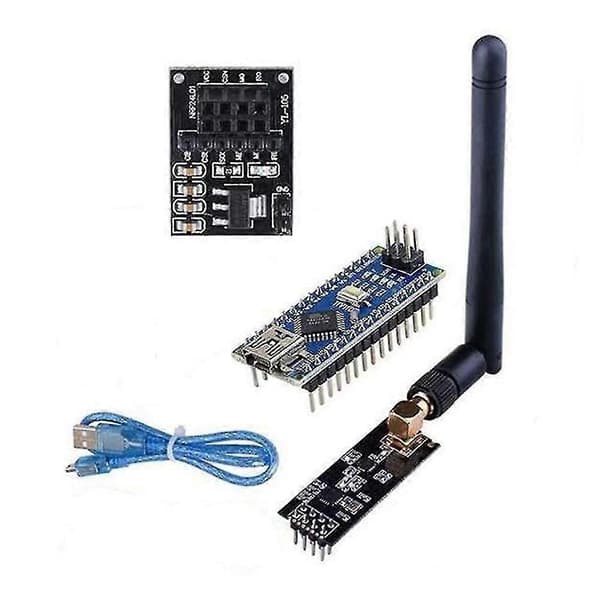 Trådløs Transceiver Mottaker Nrf24l01+pa+lna Rf Modul Med Antenne + Nrf24l01 Adapter + Nano V3.0