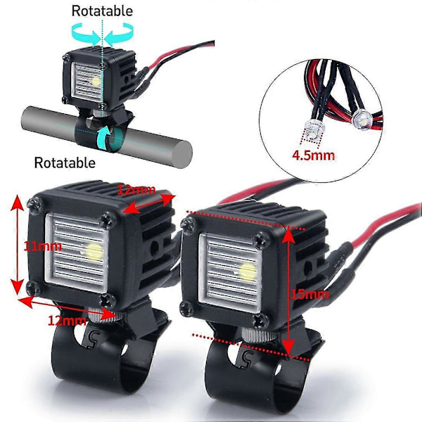 Modifiserte frontlykter Spotlight Biltopplys Bumperlys For Axial Scx10 Traxxas Trx4 Trx6 1/10 Rc