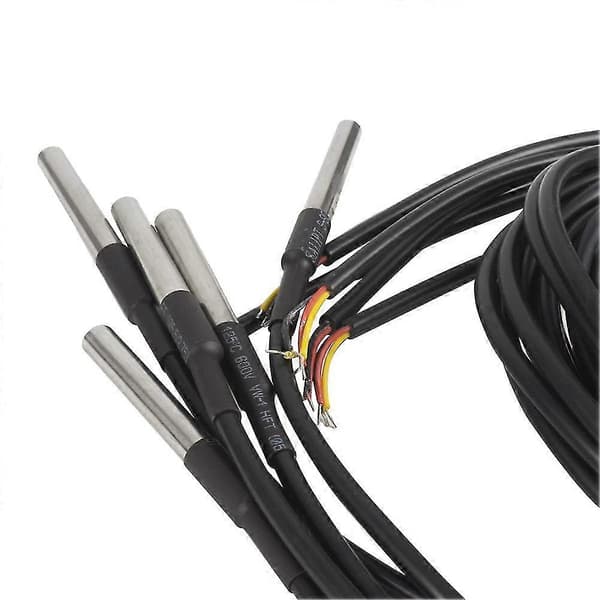 5 stk. Vanntett DS18B20 Temperatursensor, Digital Temperatur Termisk Kabel Temperatur (-55- +1