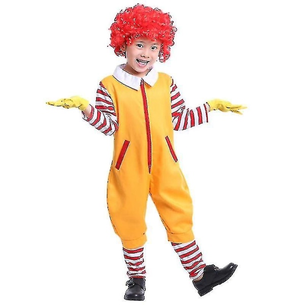 Jul förälder-barn Clowndräkt Fest Scen Performance Kläder Snabbmat Gul clown kostym för barn Cosplay kostym hög kvalitet 130cm