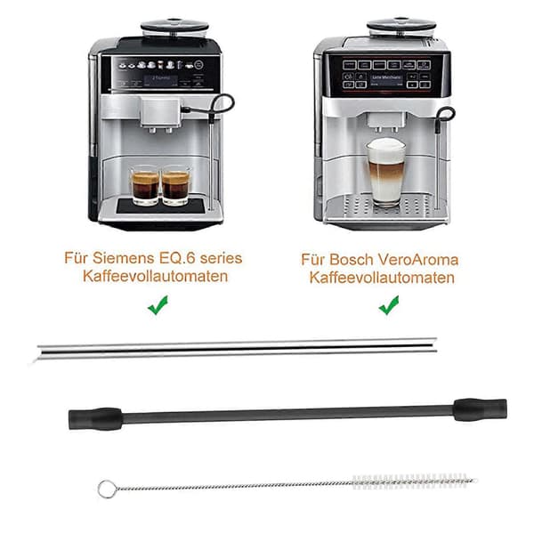 1 Sæt Kaffemaskine Rustfrit Stål Mælkerør og Rensebørste Tilbehørssæt til Bosch VeroAroma og Siemens EQ.6 Serien