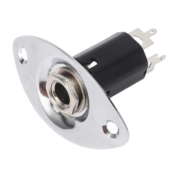 6,35 mm Elektrisk Gitarrinnstikkplate Metall Oval Formet Støyreduksjon Gitarinnstikk Utgangsplate