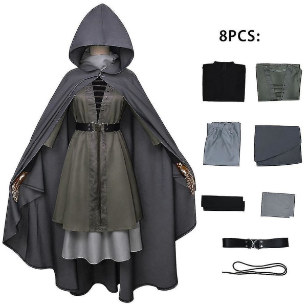 Halloween Elden Ring Game Melina Cosplay Set Party Fire Keeper Suit Fancy Dress Up Uniform Cape Cloak Scarf Outfit 2XL