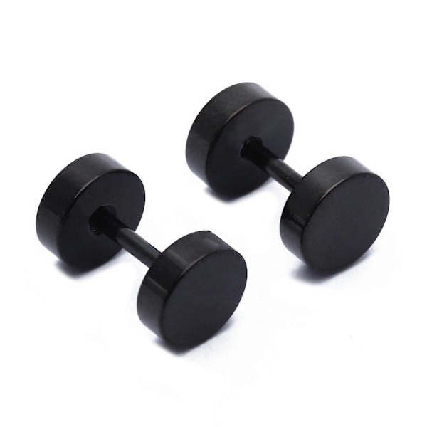 1 par herre barbell rustfrit stål ørestikker øreringe sort 6mm