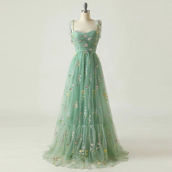 Kjoler til Kvinder Hjemkomst Kjoler Pufærme Blomsterbroderi Tyl Formelle Kjoler Green 2 XL