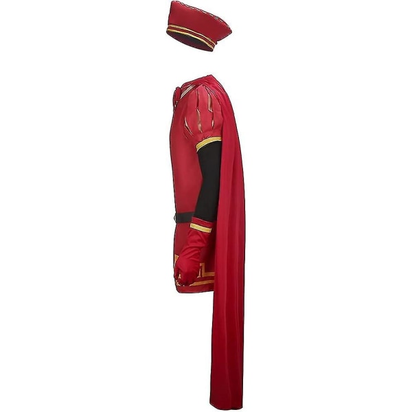 Farquaad Kostym för Män Kung Robe Röd Kappa med Hatt Cosplay Outfit Halloween Jul Maskeradfest Tillbehör L