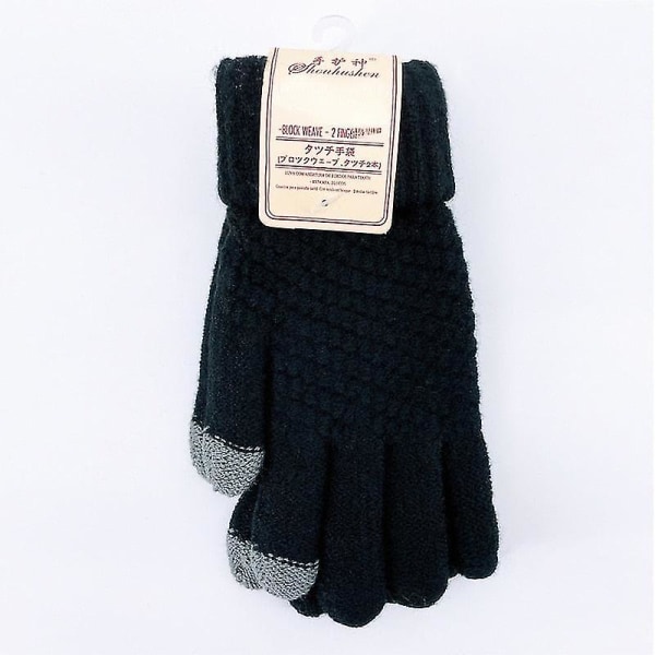 Vinterhandskar i kashmir för kvinnor, stickade kashmirhandskar för kvinnor och män, varma, tjocka handskar för höst och vinter, skärmhandskar för skidåkning Style 3 blue