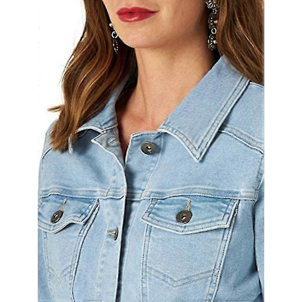 Stretch Jeansjacka för Dam, Jeansjacka, Jeansjacka med Knappar Light blue 2XL