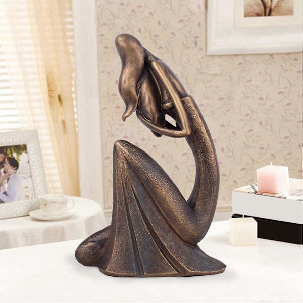 Mor och barn staty brons Moder kärlek skulptur Vardagsrum Harts hantverk Lämplig för vardagsrum R
