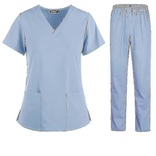 Sjuksköterska Dam Tyg Kortärmad Medicinsk Uniform Blue S