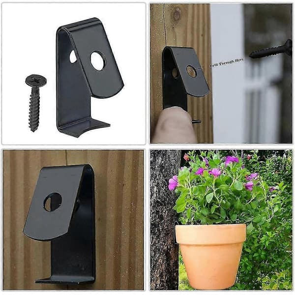 6 stk. Blomsterpotteclips - Holder 5 til 8 tommer standard terrakotta lerpotter - sort