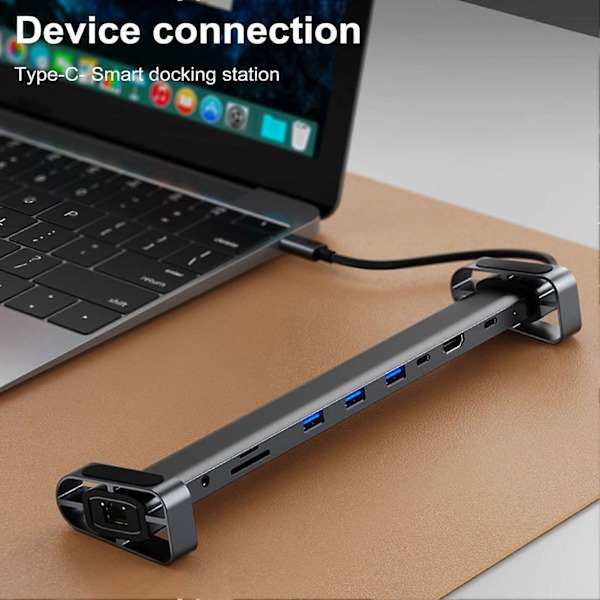 USB 3.0 -telakointiasema 10-in-1 Hub-sovitin PD Ethernetillä, kompakti muotoilu, kannettava universaali Type-C -kannettavan telakointiasema