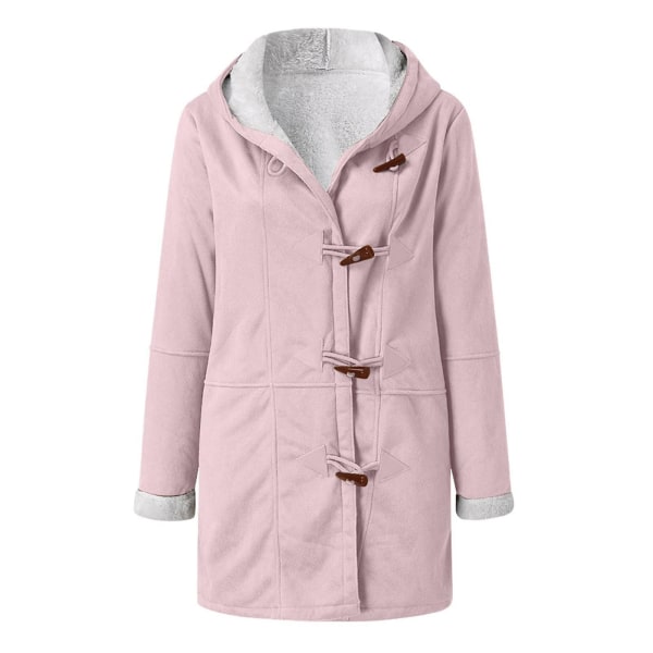 Plus size damkappa fleece huva kofta Casual långärmad värmande ytterkläder för hösten Pink 5XL