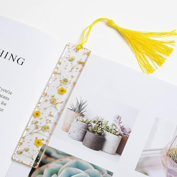 Preget Bokmerke, Tørket Blomst Resin Bokmerke, Morsdagsgave Preget Lesemerke Med Dusk Tusenfryd Bokmerke For Lesere Lærere Studenter
