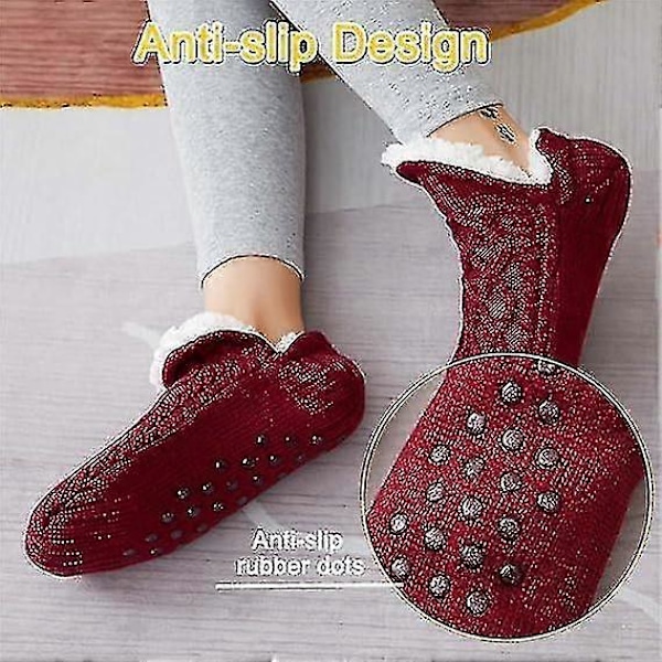 Inomhus halkfria termiska strumpor, fleecesox - Fleecefodrade halkfria termiska toffelstrumpor, v-formade fluffiga toffelstrumpor Blue S