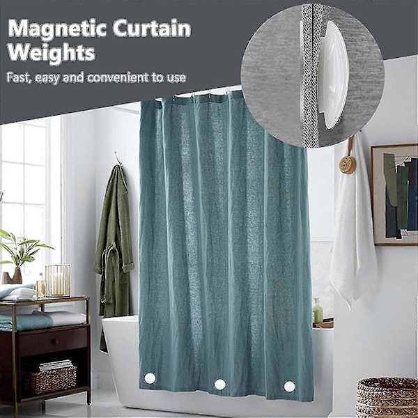 10 st Starka Magnetiska Duschdraperityngder, Runda Magnetiska Draperityngder, Förhindrar att Draperifodret Blåser Runt