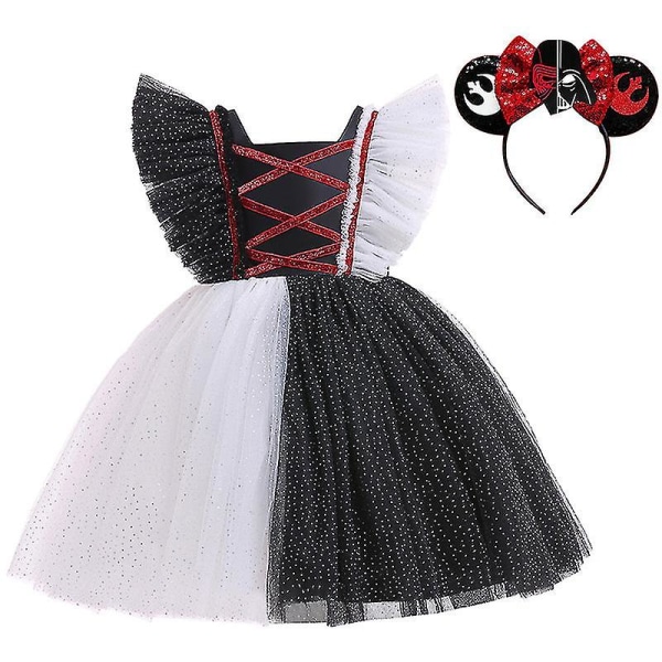 Girls Princess Dress Cruella the Witch Tutu Halloween Carnival Party Cosplay Kostym 130