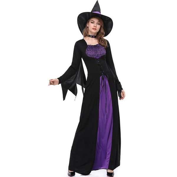 Carnival Halloween Lady Lila Vampyr Häxa Kostym Klassisk Glamour Pumpa Spooktacular Cosplay Fancy Festklänning XL