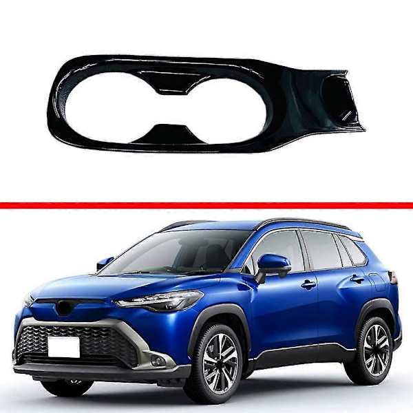 För Corolla Cross 2022 2020 2021 Bil Centerkonsol Vattenkoppshållare Ram Skydd Trim Blank Svart A
