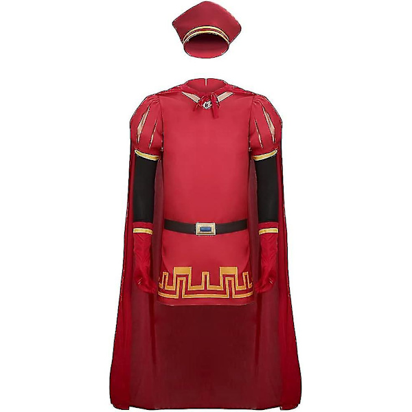 Herre Farquaad Kostume Konge Kåbe Rød Kappe Med Hat Cosplay Outfit Halloween Jul Fancy Dress Party Tilbehør L