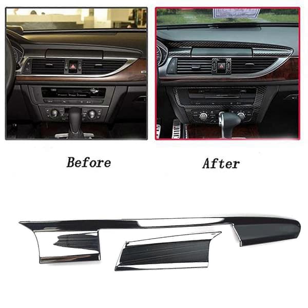 2 stk. Centerkonsol Instrumentbræt Navigationsdæksel Trim Strips Til A6 C7 2012-2018 Gloss Sort Rustfrit Stål