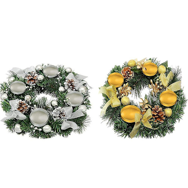 Joulun Adventtiseppele 12-tuumainen Adventtikynttilänjalka Keinotekoinen Jouluseppele Nauhalla Berries