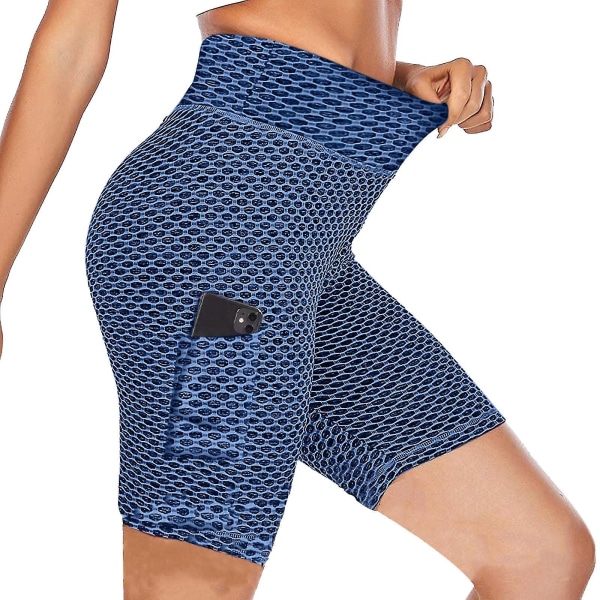 Tflycq Träningsleggings för Kvinnor Fitness Sport Löparfickor Leggings Yogabyxor Blue XXL
