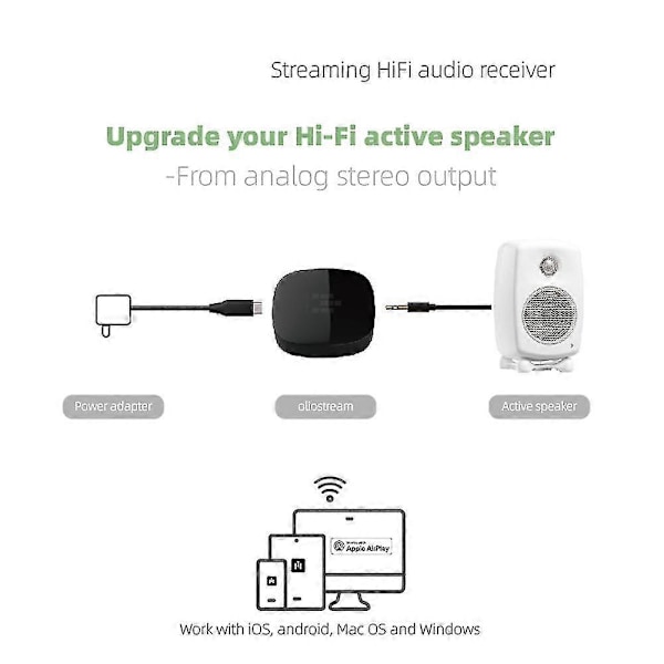Langaton Wifi 2.4g/5g & Bluetooth 5.0 Audio Receiver Musiikkisoitin Multi Room Push System Tukee A:ta