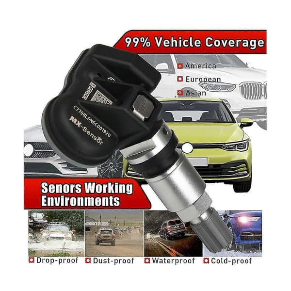 6 stk. Programmerbar TPMS-sensor 43hz 315mhz Dekktrykksensor 2 i 1 For- Mx-sensor Mo