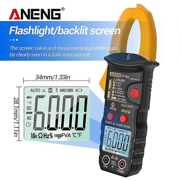 Aneng St184 Digitaalinen Yleismittari Virtapihtimittari True 6000 Laskee Ammattimaiset Mittaustesterit Ac/dc Vo