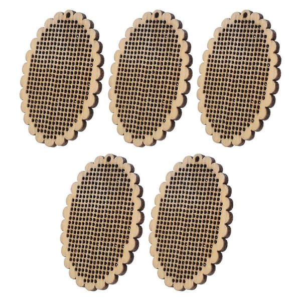 5 st Trä Korsstygn Chips DIY Gåva Trä Chip Hänge Mini Korsstygnsbräda