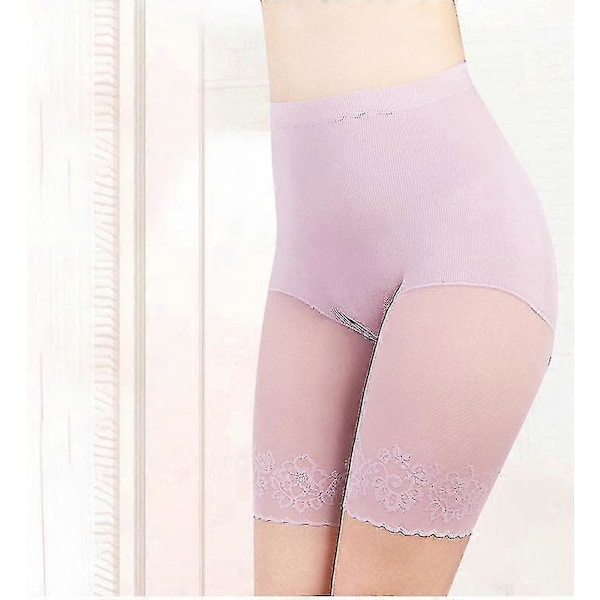Alushousut mekkojen alle naisille, saumattomat sileät alushousut pitsireunuksella, reisisuojat, turvahousut hameen alle A Pink 5XL 80kg-105kg
