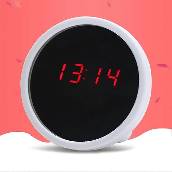 Mini Digital Bordsklocka LED Display Spegel Elektronisk Tyst Bordsväckarklocka